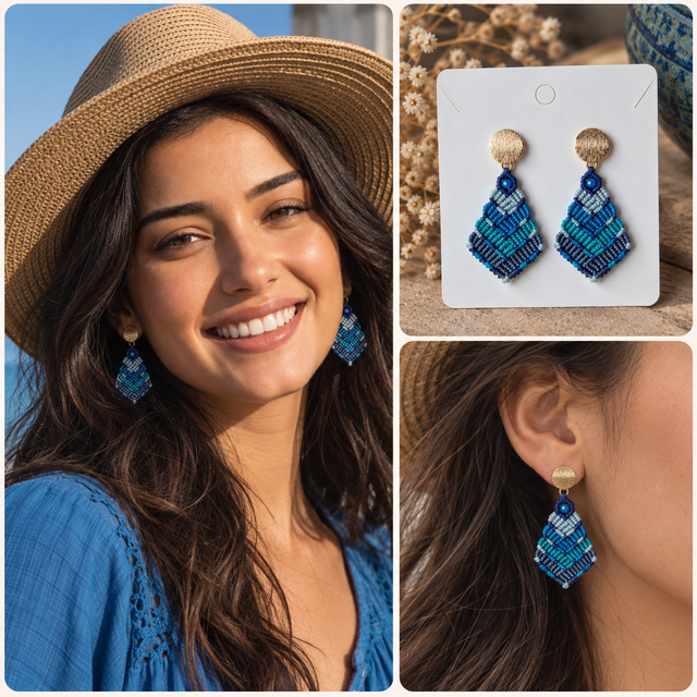 Aretes Pirámide Mar Turquesa